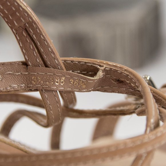 Prada Nude Patent Strappy Wedge Heels 36.5 - Picture 3 of 6